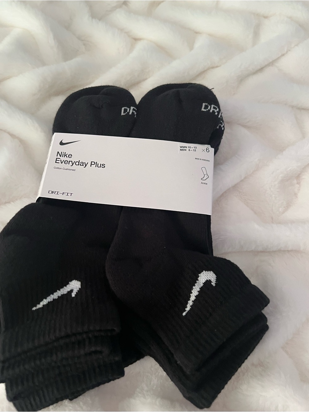 Nike Black Ankle Socks with White Swoosh - Everyday Pack